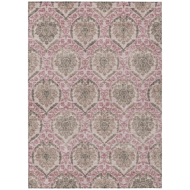 Machine Washable Indoor/ Outdoor Chantille Traditional Damask Rug
