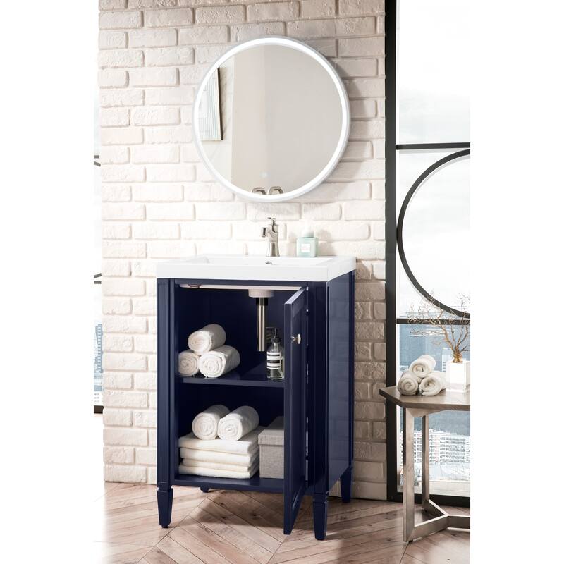 James Martin Vanities Britannia 24" Single Vanity Cabinet, w/Glossy White Composite Stone Countertop