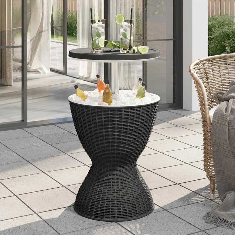 vidaXL 3-in-1 Ice Cooler Table Polypropylene - 18.9" x 18.9" x 22.4"/32.3" - Black