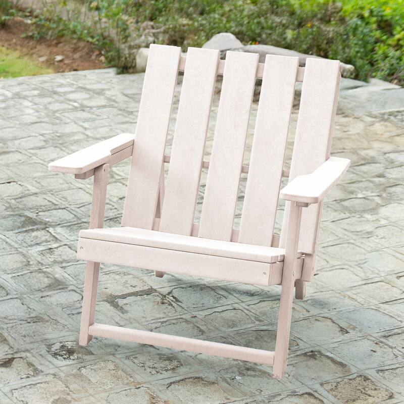 Amalfi Fully Assembled All-Weather HDPE Outdoor Folding Modern Adirondack Chair - Ivory