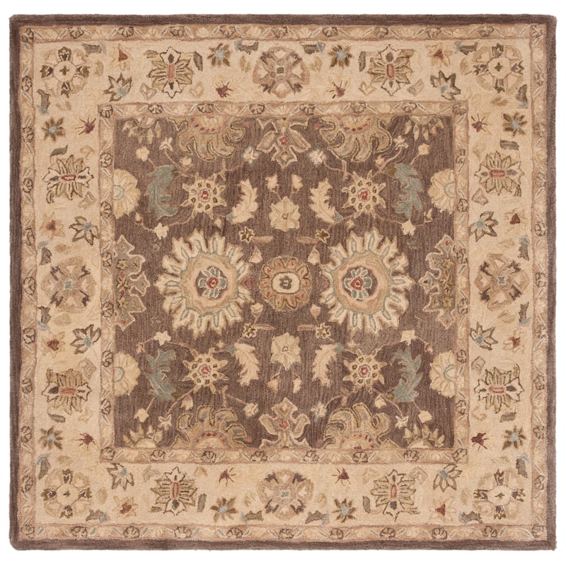 SAFAVIEH Handmade Anatolia Iran Traditional Oriental Hand-spun Wool Rug - 6' Square - Brown/Beige