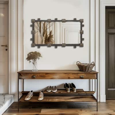 Industrial Rectangle Accent Mirror with Decorative Resin Piece Wall Art Mirror