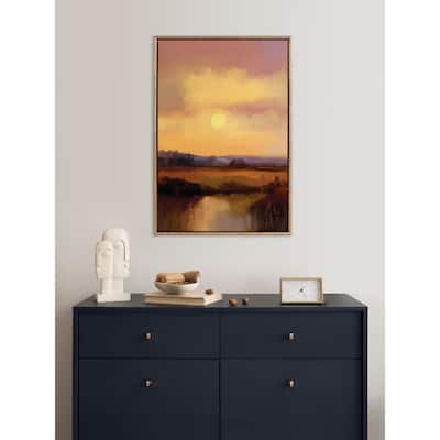 Kate and Laurel Sylvie Beaded Farm Sun Framed Canvas by Mary Sparrow