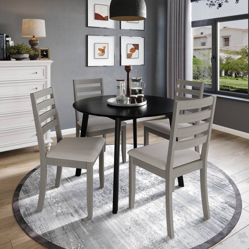 CraftPorch Timeless 4-Piece Chair and Round Table Wooden Dining Set
