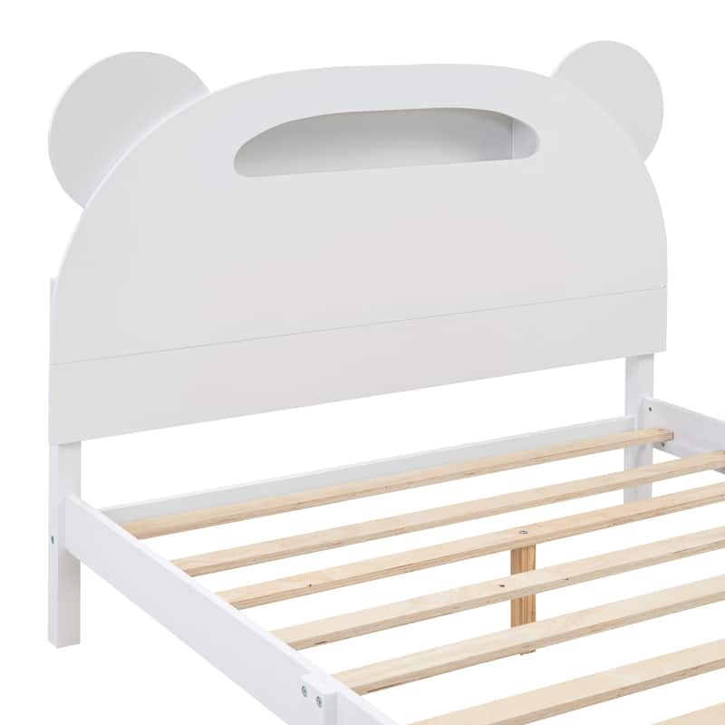 3-Pieces Bedroom Sets Full Size Bear-Shape Platform Bed with Nightstand and Storage dresser
