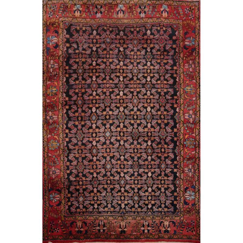 Hand Knotted Oriental 100% Wool Carpet Traditional Floral Navy Blue & Blues Lilian Area Rug - 10' 3'' X 7' 2''