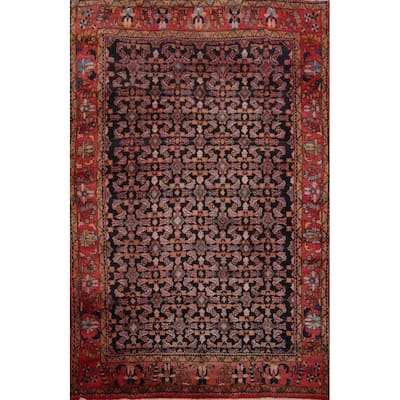Hand Knotted Oriental 100% Wool Carpet Traditional Floral Navy Blue & Blues Lilian Area Rug - 10' 3'' X 7' 2''