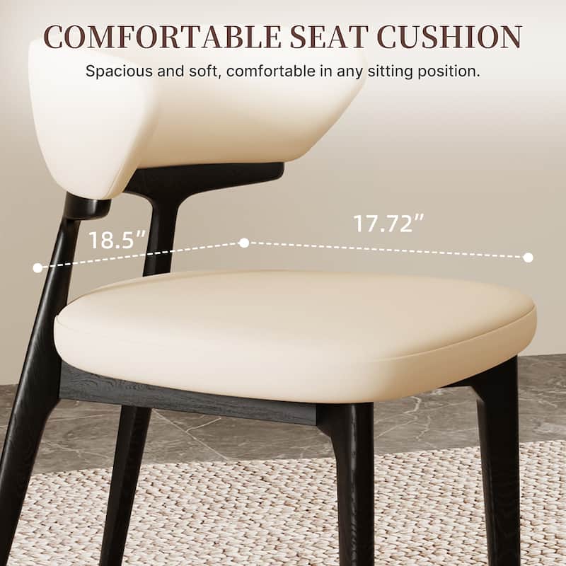 Faux Leather Dining chairs,Black Solid Wood, Beige Faux Leather, Set of 2, Not Assembled need