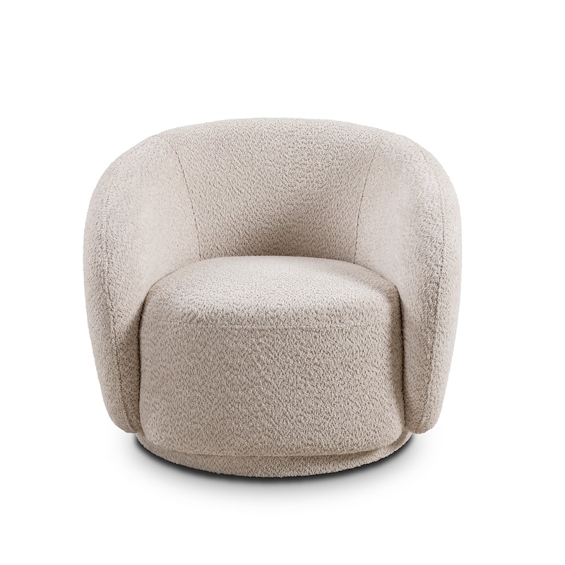 Boucle Fabric Swivel Accent Chairs (Set of 2) with Solid Wood Frames, 360° Swivel Base, and High-Density Foam Cushions