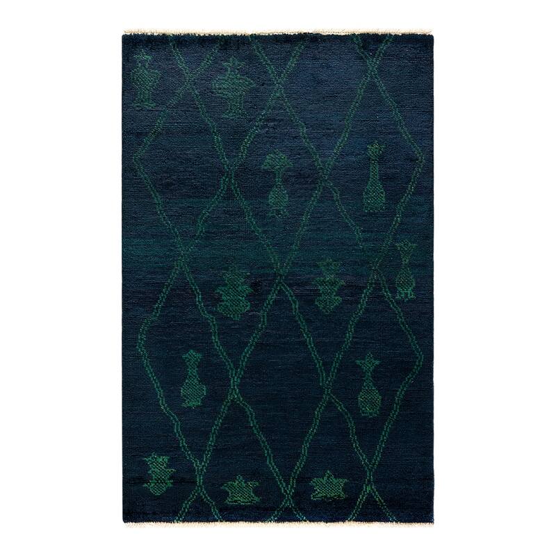 Overton Hand Knotted Wool Bohemian Overdyed Black Area Rug - 3' x 5' - Black - 3' x 5'