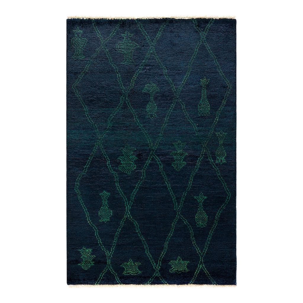 Overton Hand Knotted Wool Bohemian Overdyed Black Area Rug - 3' x 5'