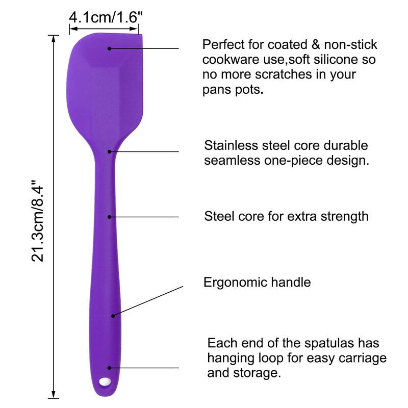 5.9" Silicone Spatula Heat Resistant Non Stick for Kitchen Cooking Baking - Purple