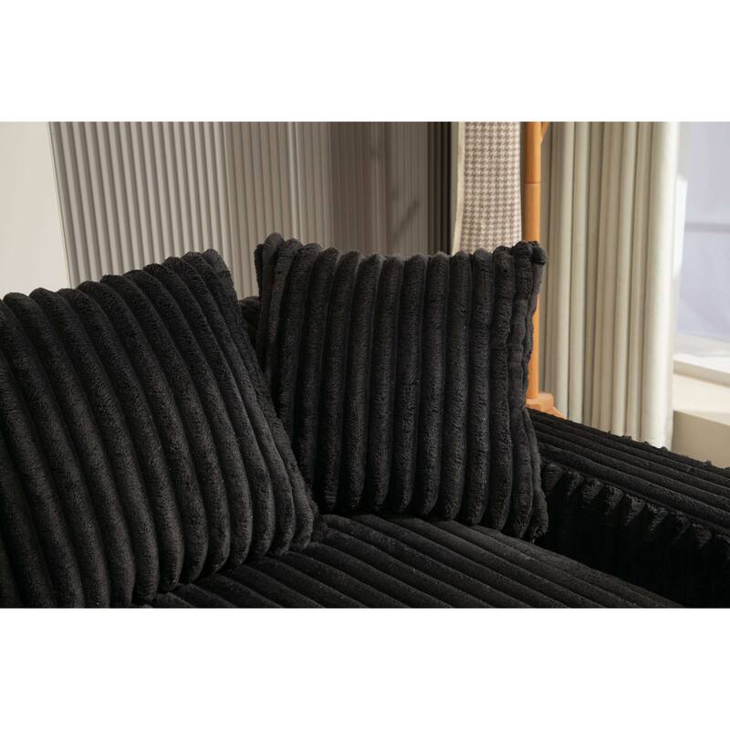 Corduroy lazy sofa bed Living room deep seat sofa with 3 back pillows