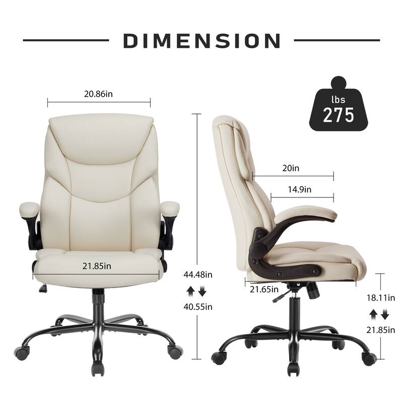 Office leather chair with adjustable armrests and lumbar pillows