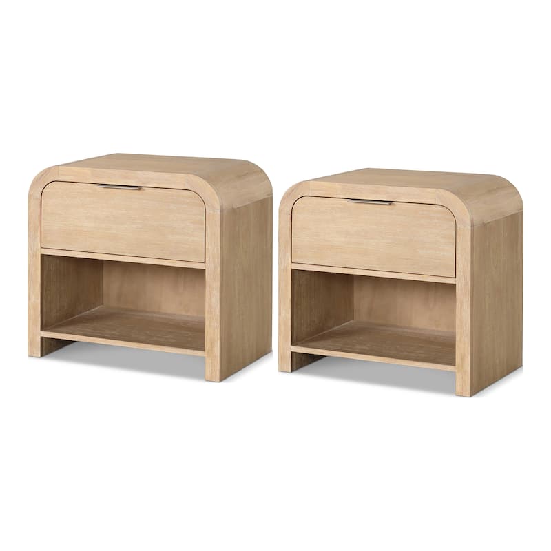 Furniture of America Elowyn Natural Solid Wood 1-Drawer Nightstand with Open Shelf (Set of 2) - Natural
