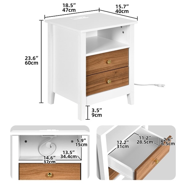 Bedside table with outlet and usb hot sale