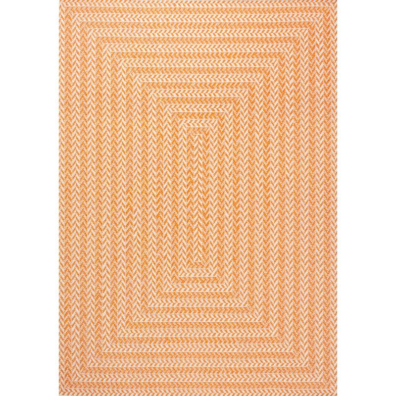JONATHAN Y Lucia Modern Concentric Squares Indoor/Outdoor Area Rug - 3 X 5 - Orange/Cream