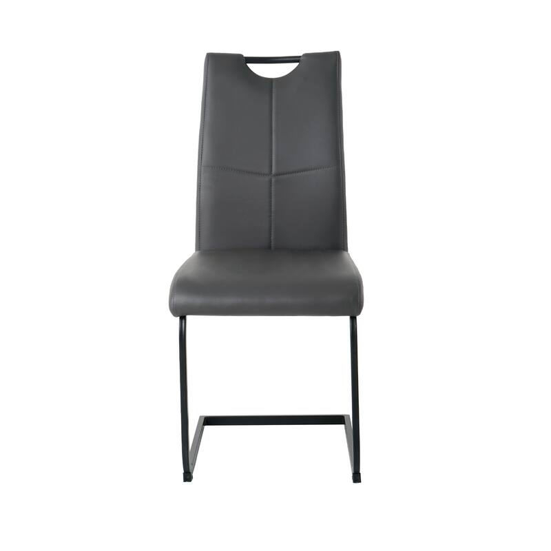 PU 2 Piece Kitchen Dining Chair Set with Cushions, Black Metal Legs, High Back for Dining Room Kitchen Living Room Bedroom