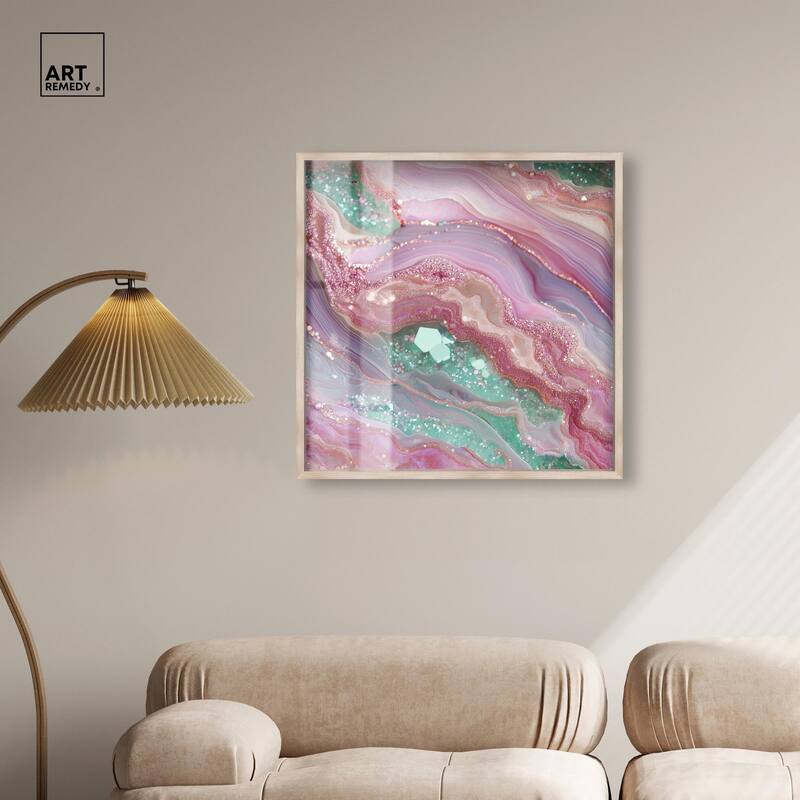 Pink and Mint Crystal II Shadowbox by Art Remedy