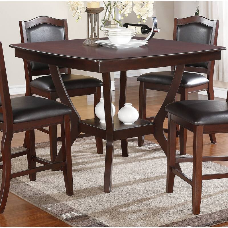 Dining Table Counter Height Dining Table 1pc Table w Shelve Solidwood Espresso Finish Dining Room Furniture