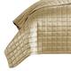 3 Piece King Size Coverlet Set with Stitched Square Pattern, Gold