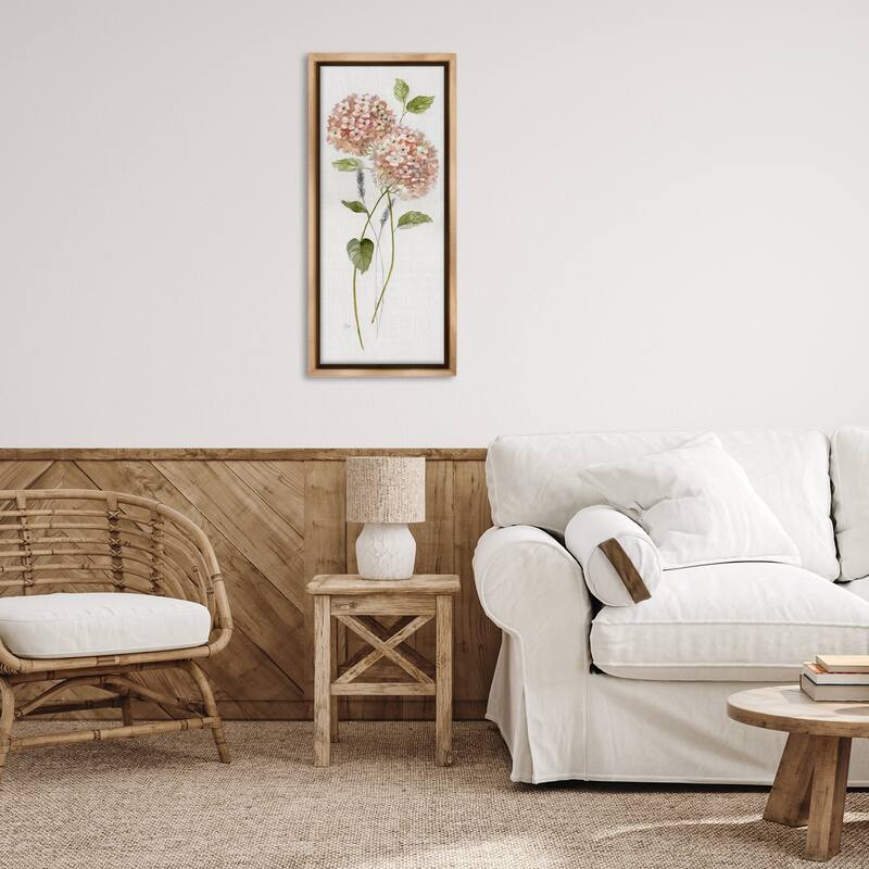 Stupell Two Pink Hydrangeas Framed Floater Canvas Wall Art Design By Nan