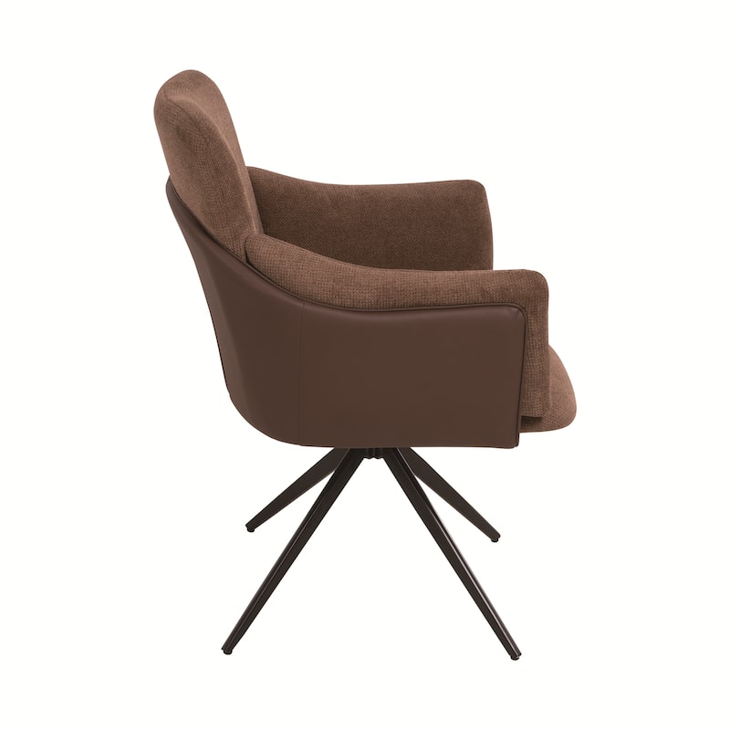 Modern 360°Swivel Upholstered Dining Chairs with Metal Base(Set of 2)