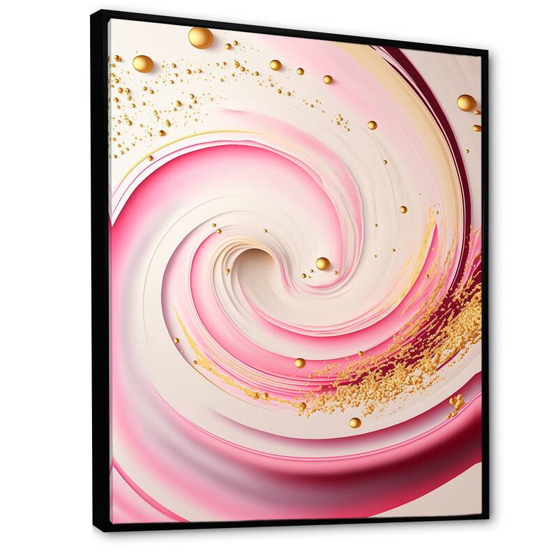 Designart "Pink And Gold Abstract Circles I" Modern Framed Canvas Art