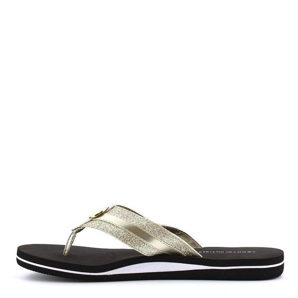 tommy hilfiger gold flip flops