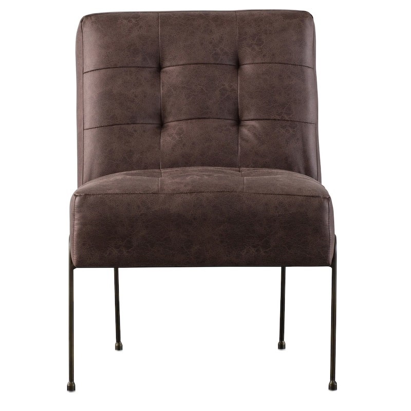 Quebec Modern Leather Lounge Chair with Gold Tone Base