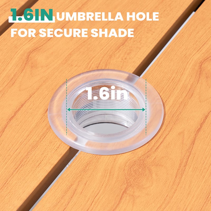 VredHom Aluminum Rectangular Outdoor Patio Dining Table with Umbrella Hole X Frame