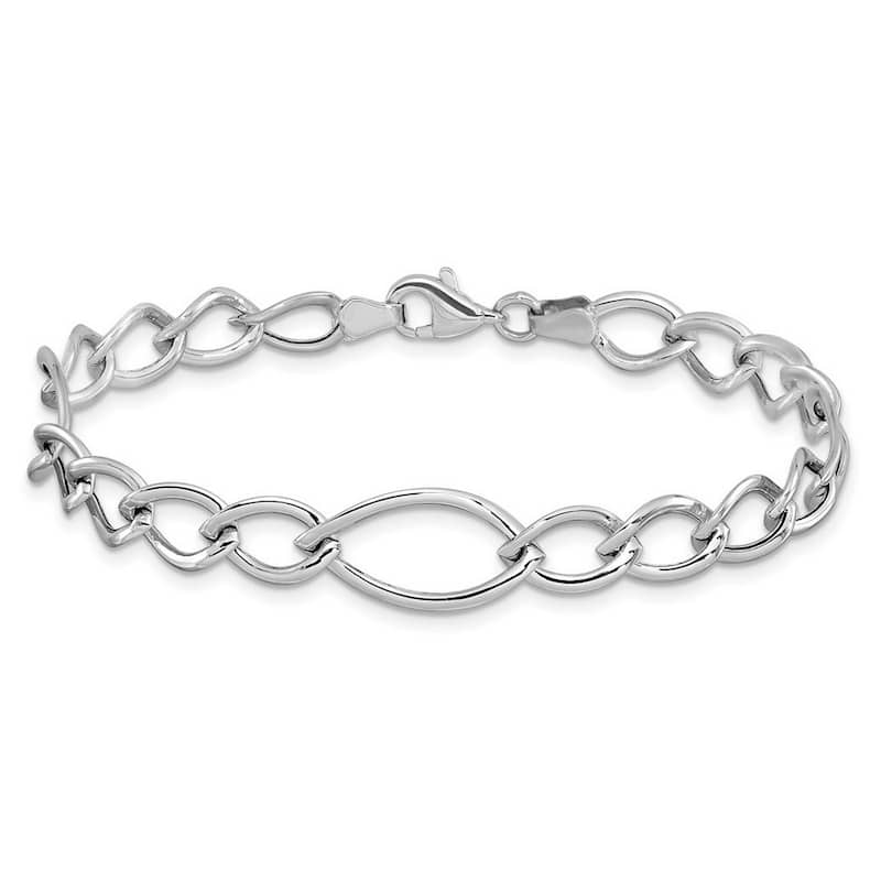 Curata 10k White Gold Fancy Twist Polished Link Bracelet 7.5 Inch