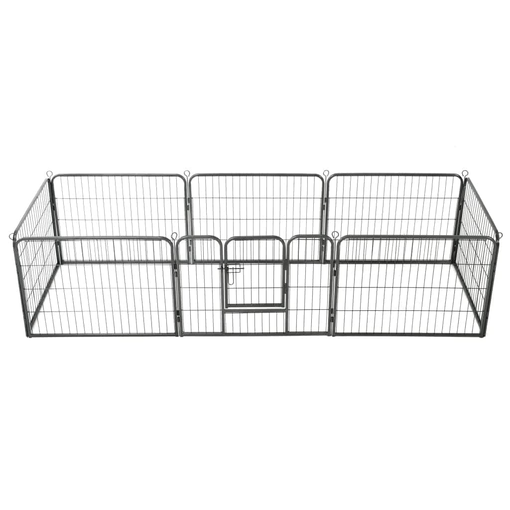 vidaXL Dog Playpen 8 Panels Steel 31.5"x23.6" Black