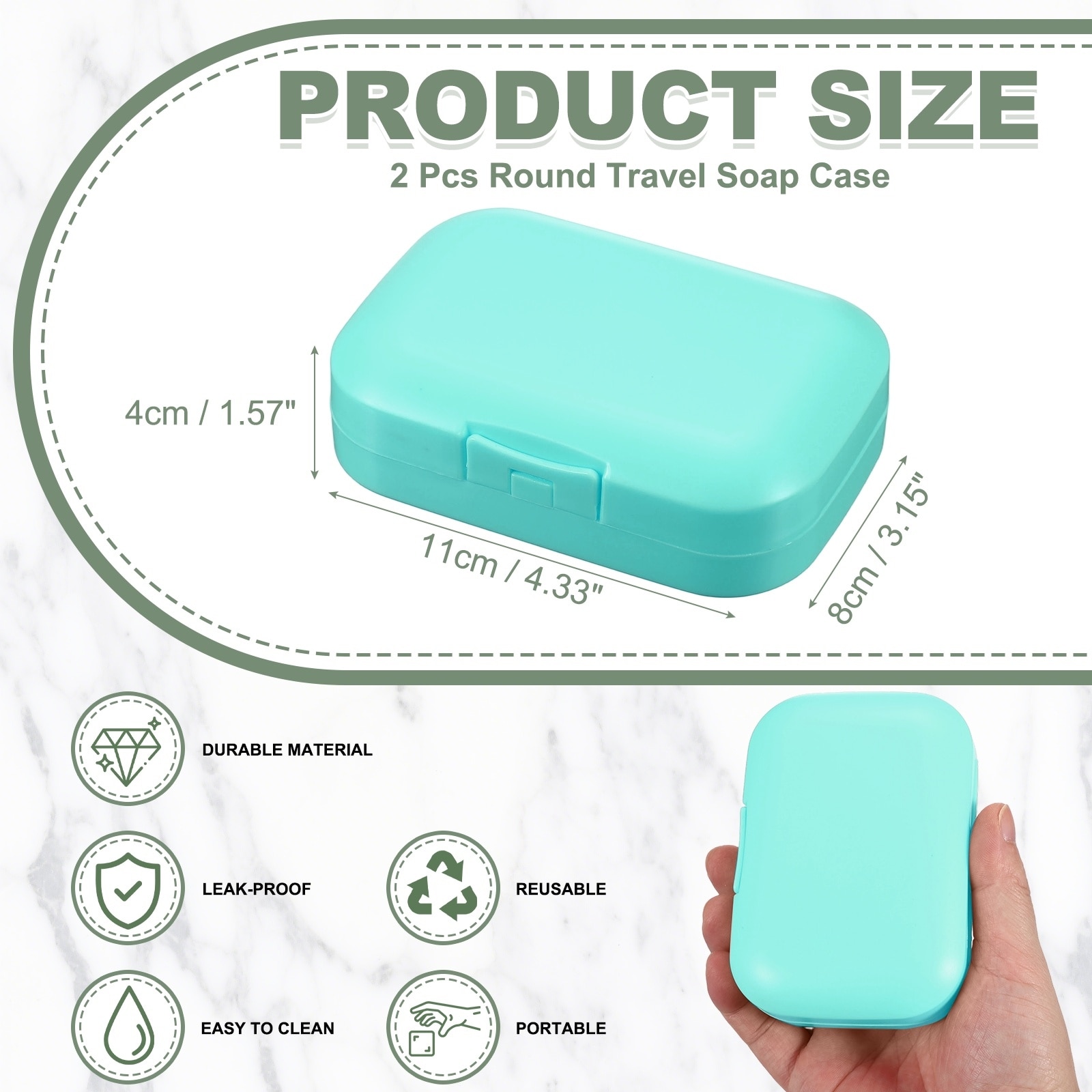 Travel Soap Case, Portable Travel Soap Box Waterproof Holder Case Airtight Dish Container Rectangle
