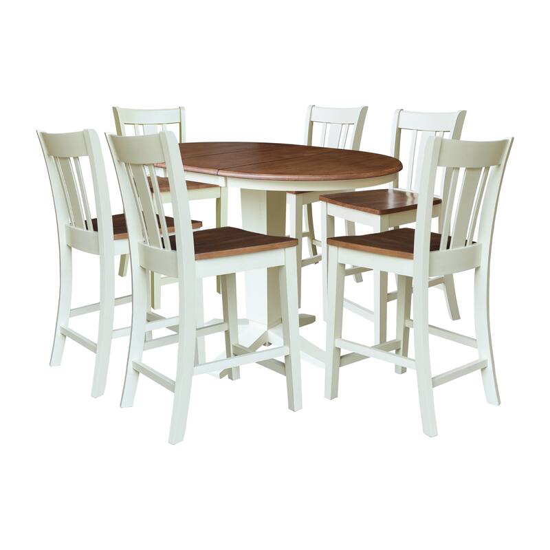 36" Round Extension Table with Counter Height Stools - 7-Piece