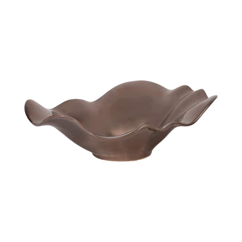 Sagebrook Home 18" Metal Ruffled Edge Bowl, 6"H - 18" x 14" x 6"