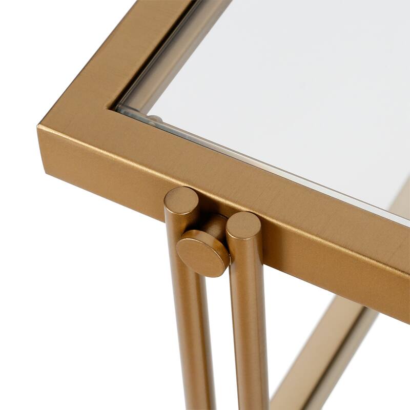 Inez Modern Metal and Glass Side Table