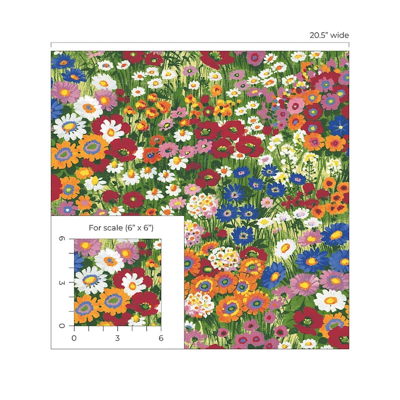 NextWall Floral Meadow Peel and Stick Wallpaper