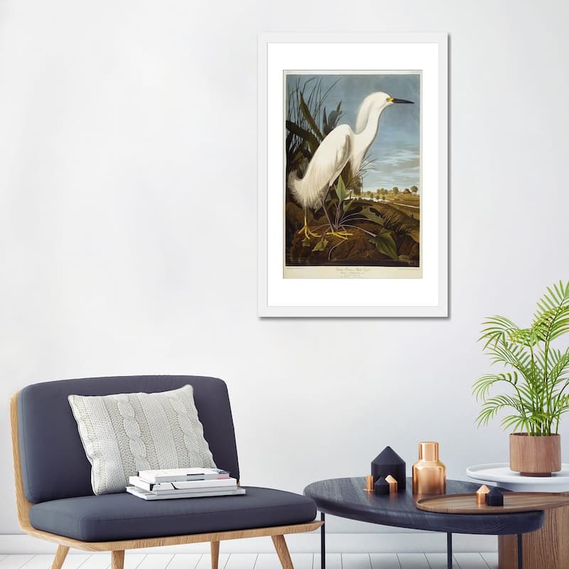 iCanvas "Snowy Heron Or White Egret / Snowy Egret " by John James Audubon