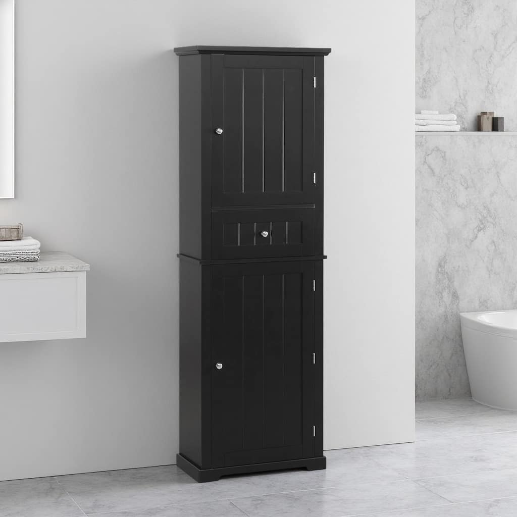 67"H Tall Bathroom Storage Cabinet, Freestanding Storage Cabinet with Drawer and Adjustable Shelf, MDF Board with Painted Finish