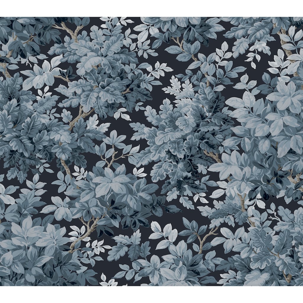 A-Street Prints Greenwood Dark Blue Deciduous Wallpaper