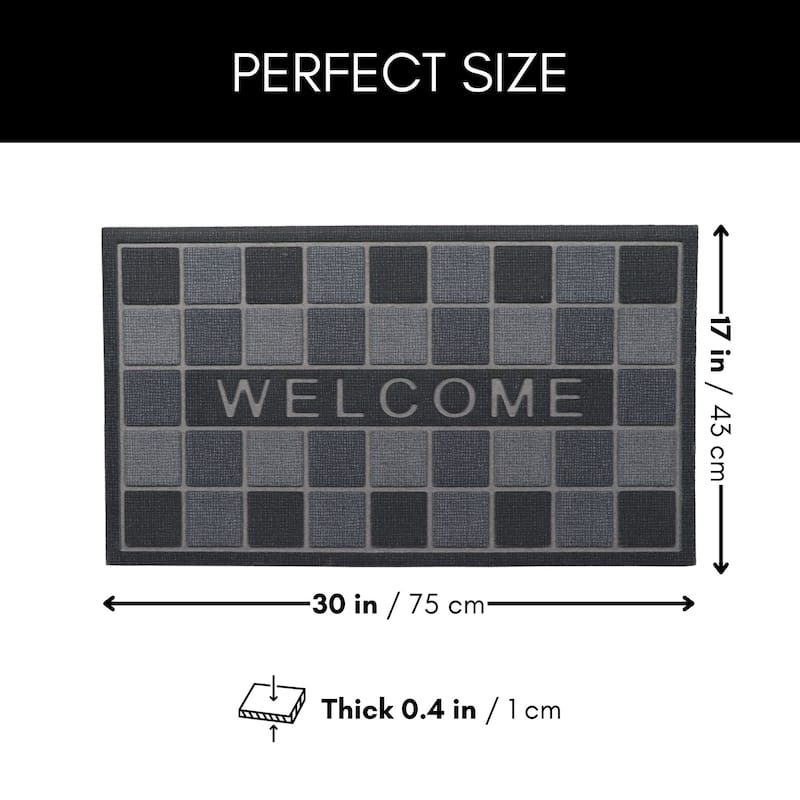 Welcome Rubber Door Mat 30x17 Inches - 30 L x 17 W x 1/4 H