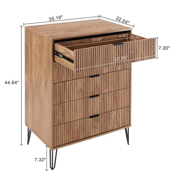 dimension image slide 2 of 7, Manhattan Comfort Dumbo Modern 5-Drawer Tall Dresser.