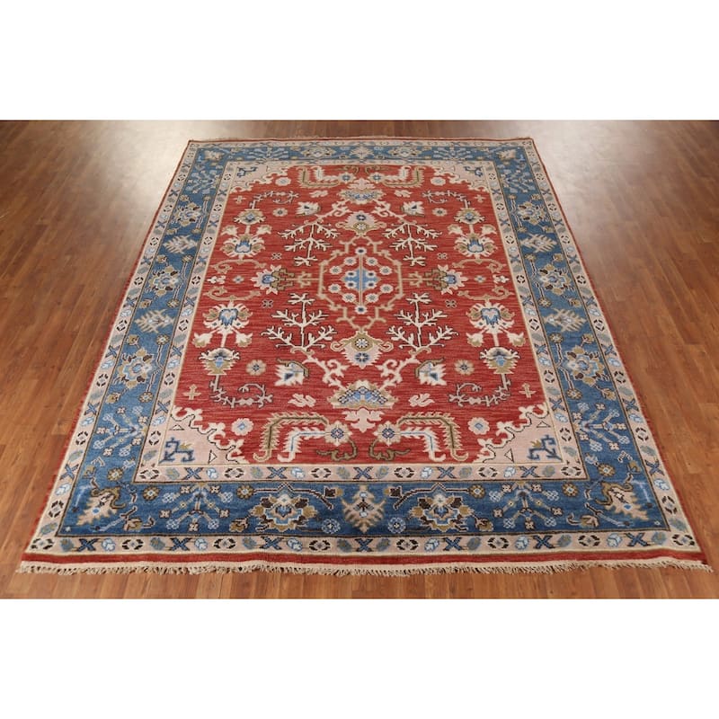Oushak Oriental Area Rug Hand-Knotted Wool Carpet - 8'1"x 9'11"