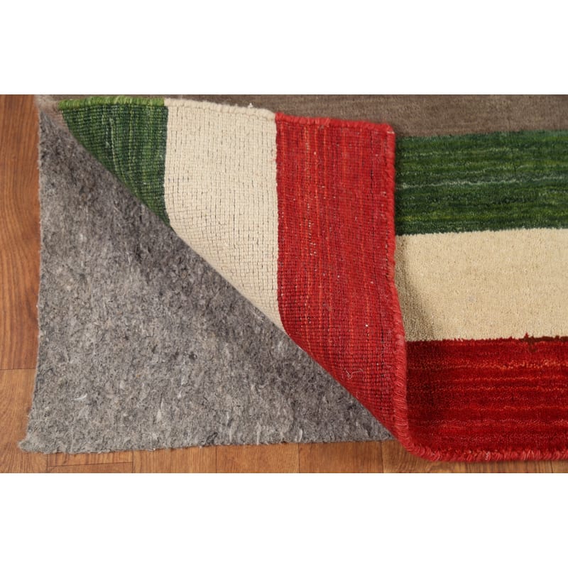 Brown Tribal Gabbeh Indian Accent Rug Handmade Wool Carpet - 3'11"x 5'7"