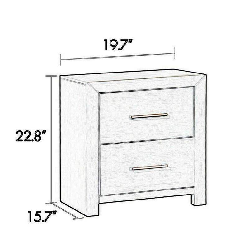 Gray/Silver 2 Drawer 16 in. W Nightstand with Sturdy Knob Pulls