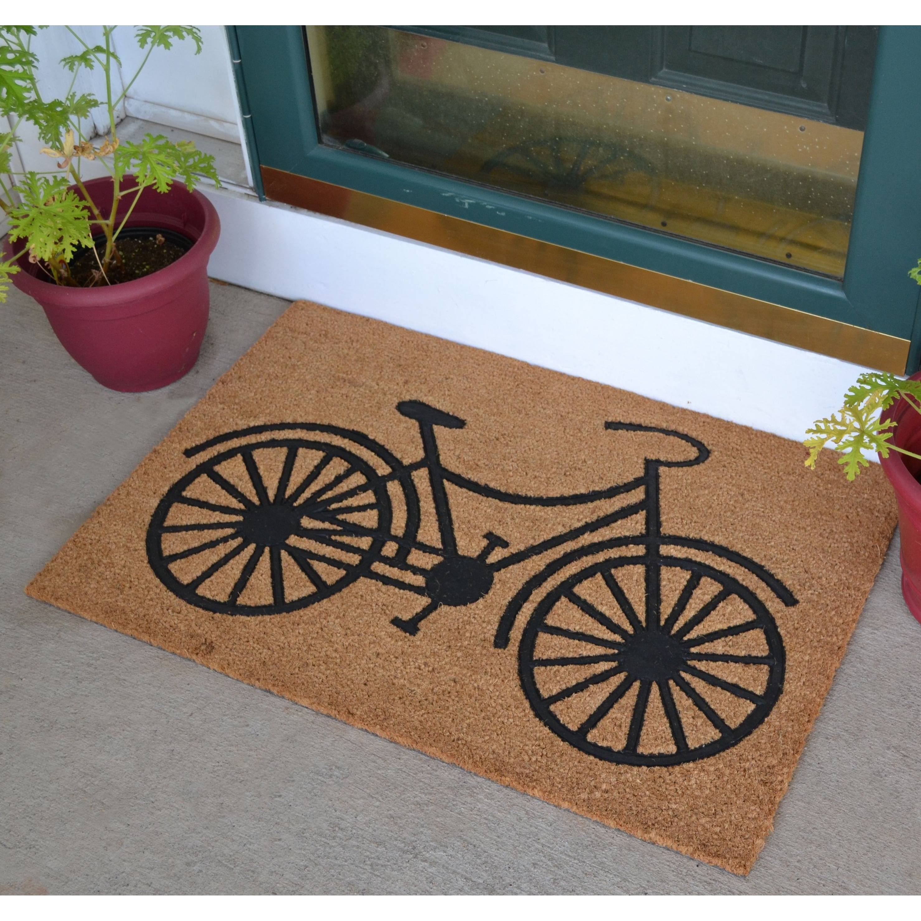 Embossed Door Mat Natural Coco Coir Non-slip Doormat for Home