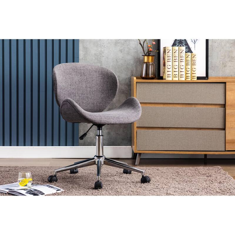 Porthos Home Rudi Office Chair, PU or Fabric or Velvet Upholstery, Chrome Legs