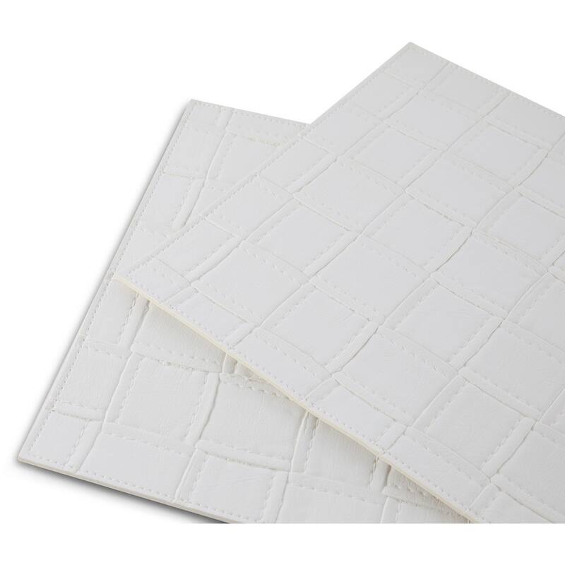 HomeRoots 18" Set of Four White Basketweave Faux Leather Placemats - 18.00 in. x 12.00 in. x 0.01 in.