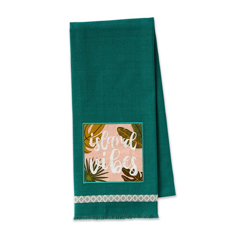 DII Island Tropics Pineapple Embellished Dishtowels Set/3